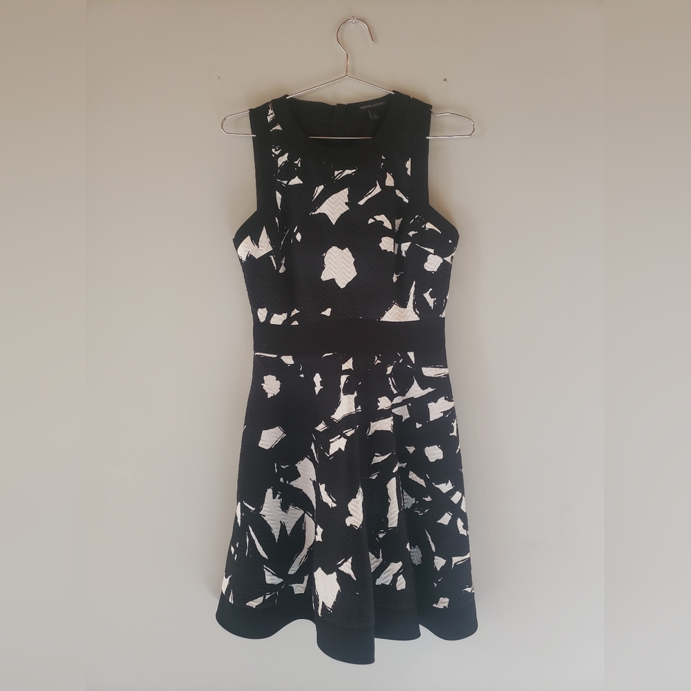 Banana Republic Black and White Sleeveless Fit-and-Flare Dress